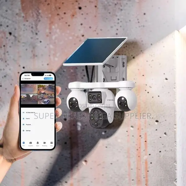 V380pro 20mp 4g PTZ Rotating Triple Lens Solar Camera Multi Phone View
