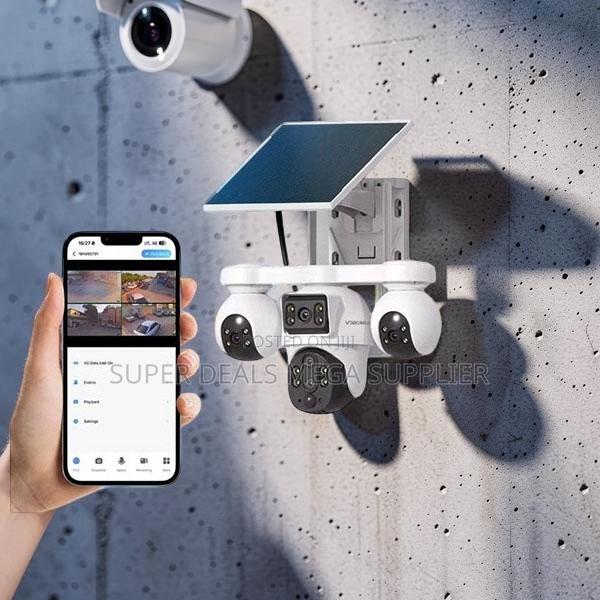 V380 Pro 20mp 4g PTZ Rotating Triple Lens Solar Camera Durable Design