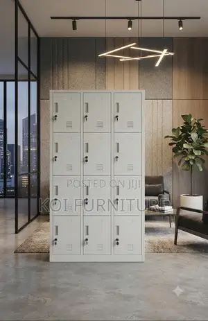 Office Cabinet; 12 Lockers Gray Office Lockable Documents File Cabinet