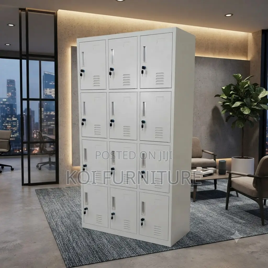 Office Cabinet; 12 Lockers Gray Office Lockable Documents File Cabinet