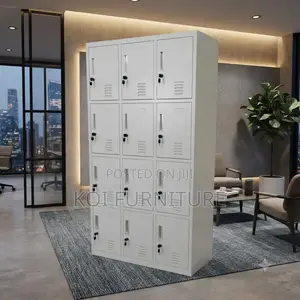 Office Cabinet; 12 Lockers Gray Office Lockable Documents File Cabinet