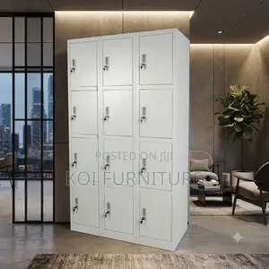 Office Cabinet; 12 Lockers Gray Office Lockable Documents File Cabinet