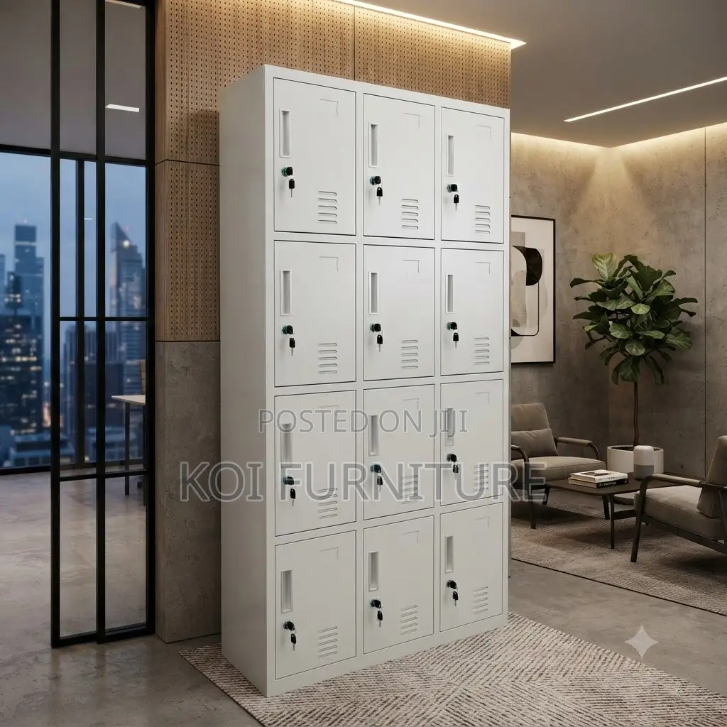 Office Cabinet; 12 Lockers Gray Office Lockable Documents File Cabinet