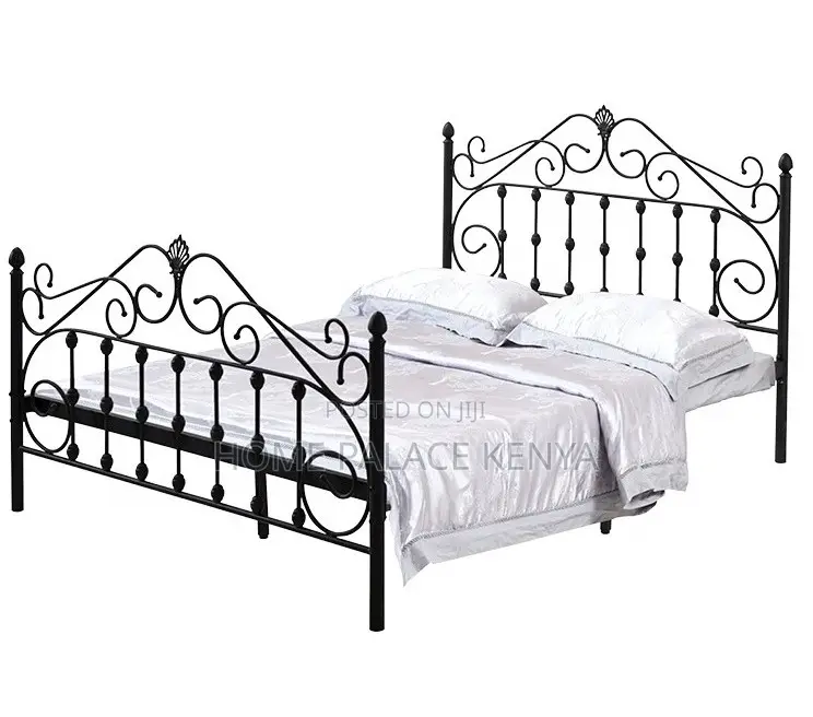 Steel Bed: Steel Bed With Crafted Decorative Frame Art