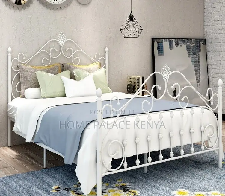 Steel Bed: Steel Bed With Crafted Decorative Frame Art