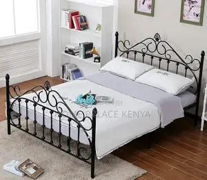 Steel Bed: Steel Bed With Crafted Decorative Frame Art