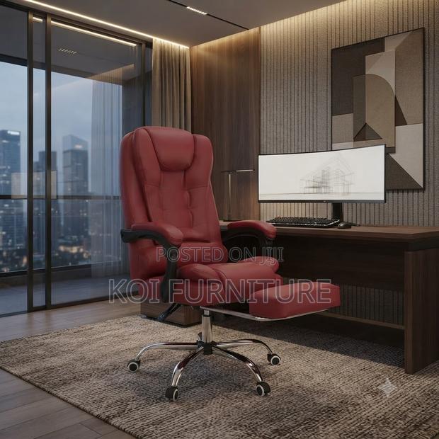 Office Chairs; Red Colored Leather High Back Office Chairs - main view