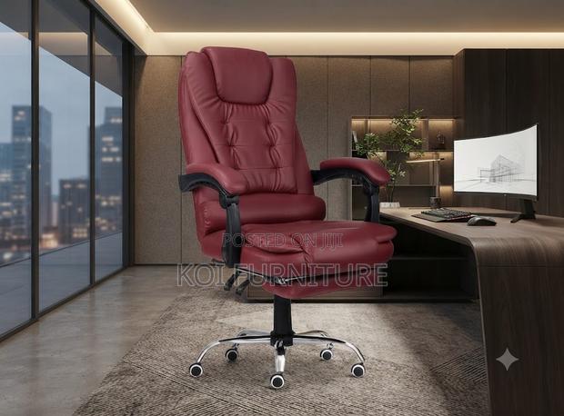 Office Chairs; Red Colored Leather High Back Office Chairs - thumbnail 2
