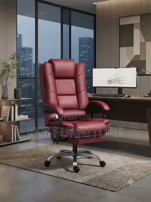 Office Chairs; Red Colored Leather High Back Office Chairs