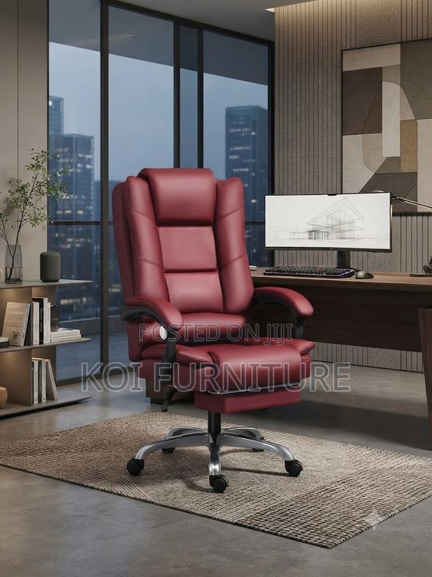 Office Chairs; Red Colored Leather High Back Office Chairs - thumbnail 3