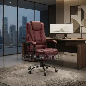 Office Chairs; Red Colored Leather High Back Office Chairs