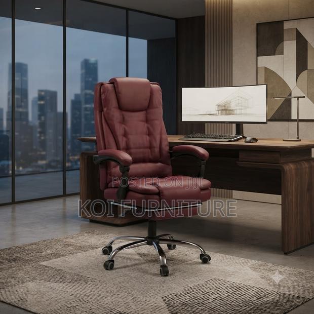 Office Chairs; Red Colored Leather High Back Office Chairs - thumbnail 4