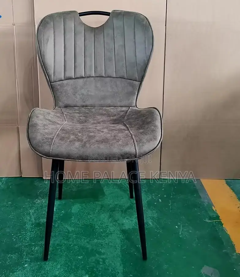 Dining Chair: Grey Back Handle Metallic Dining Chair