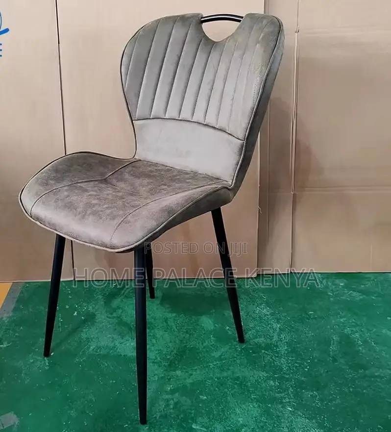 Dining Chair: Grey Back Handle Metallic Dining Chair