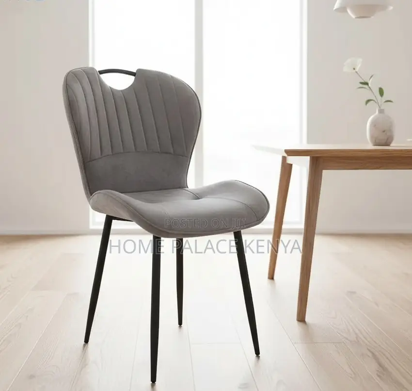 Dining Chair: Grey Back Handle Metallic Dining Chair