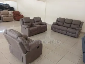 Six-Seater Fabric Recliner Sofa