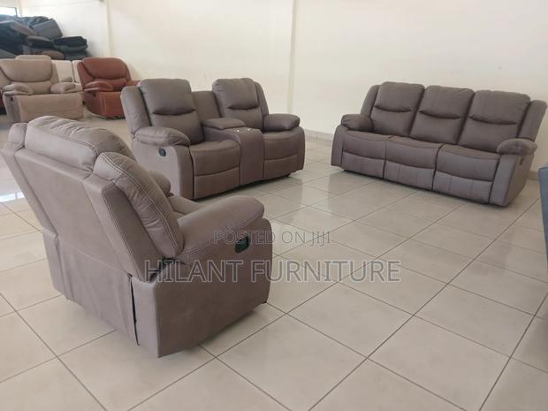 Six-Seater Fabric Recliner Sofa - thumbnail 2