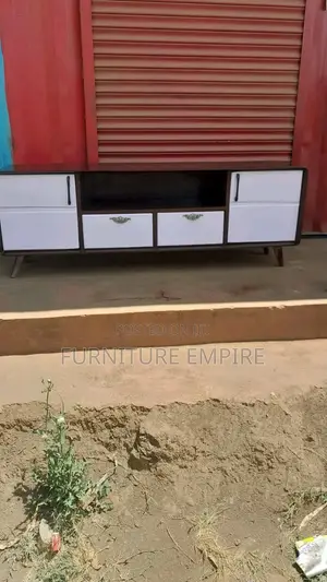 Modern Black White Tv Stand With Dual Drawers