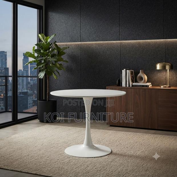 Coffee Table; Round Marble Smooth Coffee Table - thumbnail 4