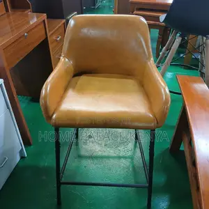 Bar Chair: Leather Padded Counter Chair With Arms