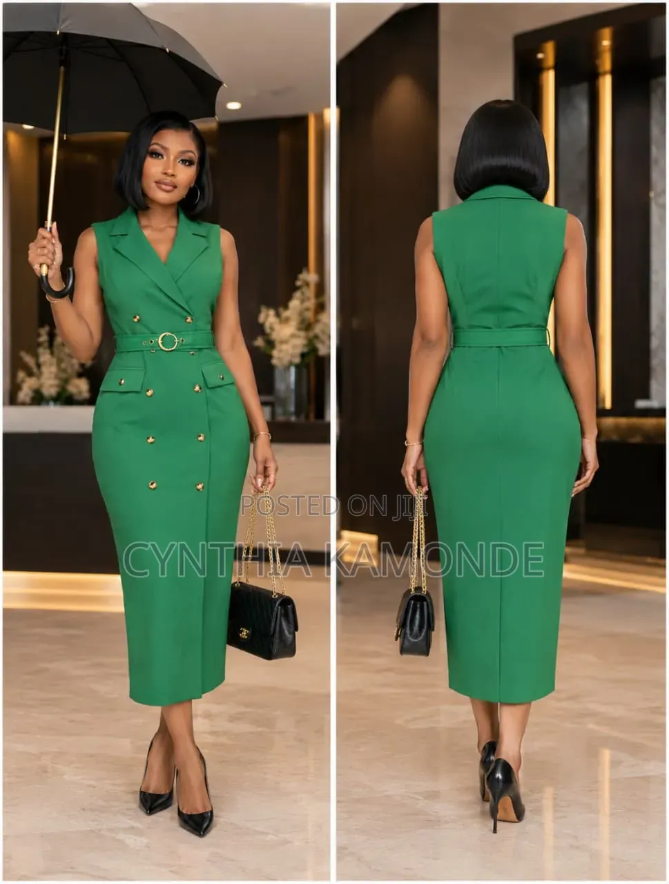 Belted Blazer Midi Dress