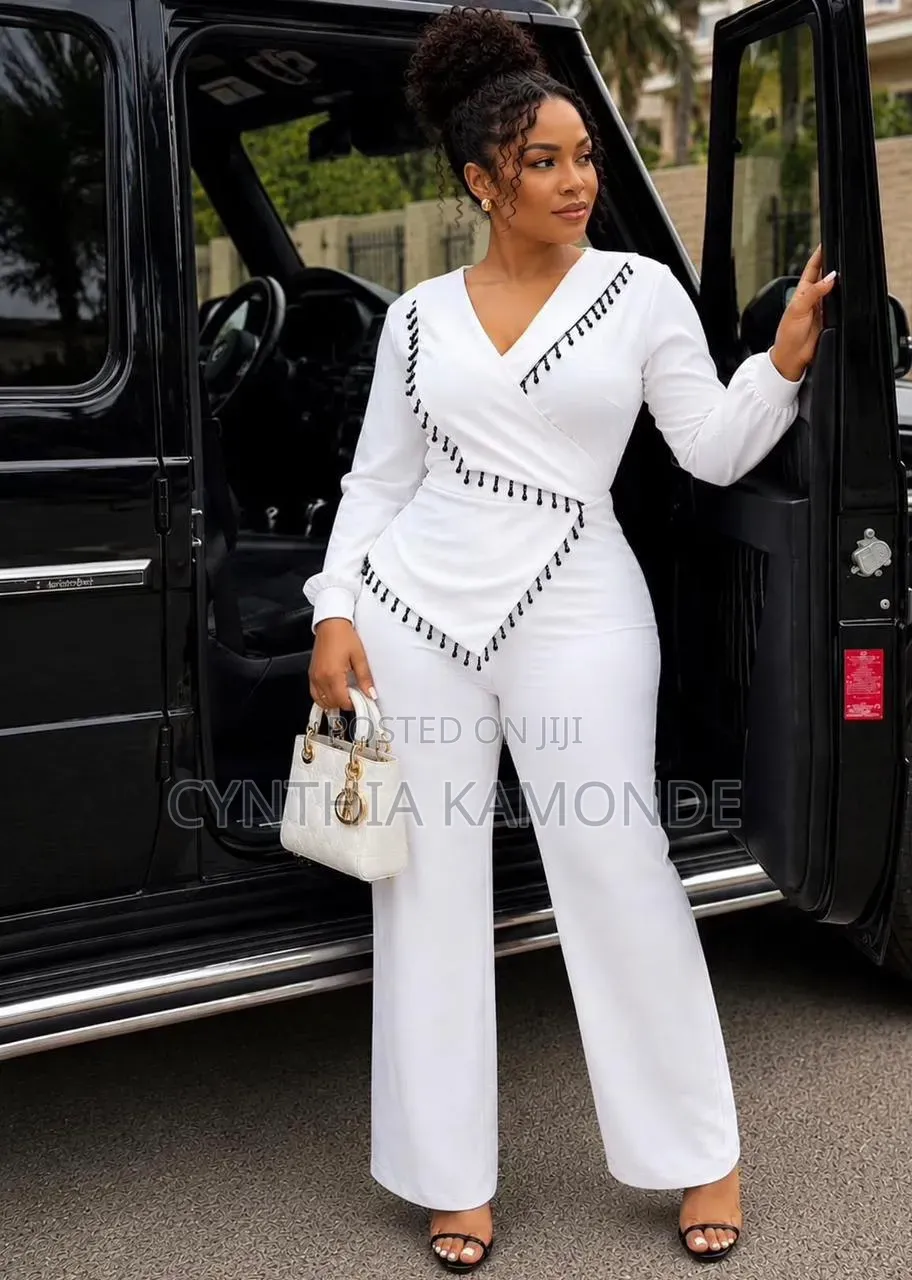 Elegant Beaded Wrap Jumpsuit