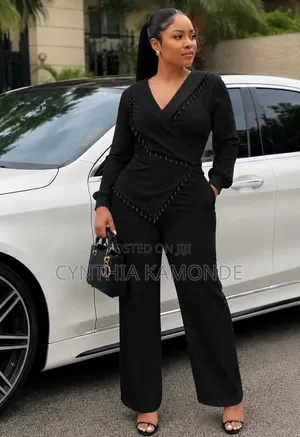 Elegant Beaded Wrap Jumpsuit