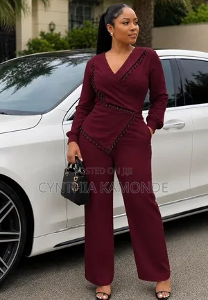 Elegant Beaded Wrap Jumpsuit