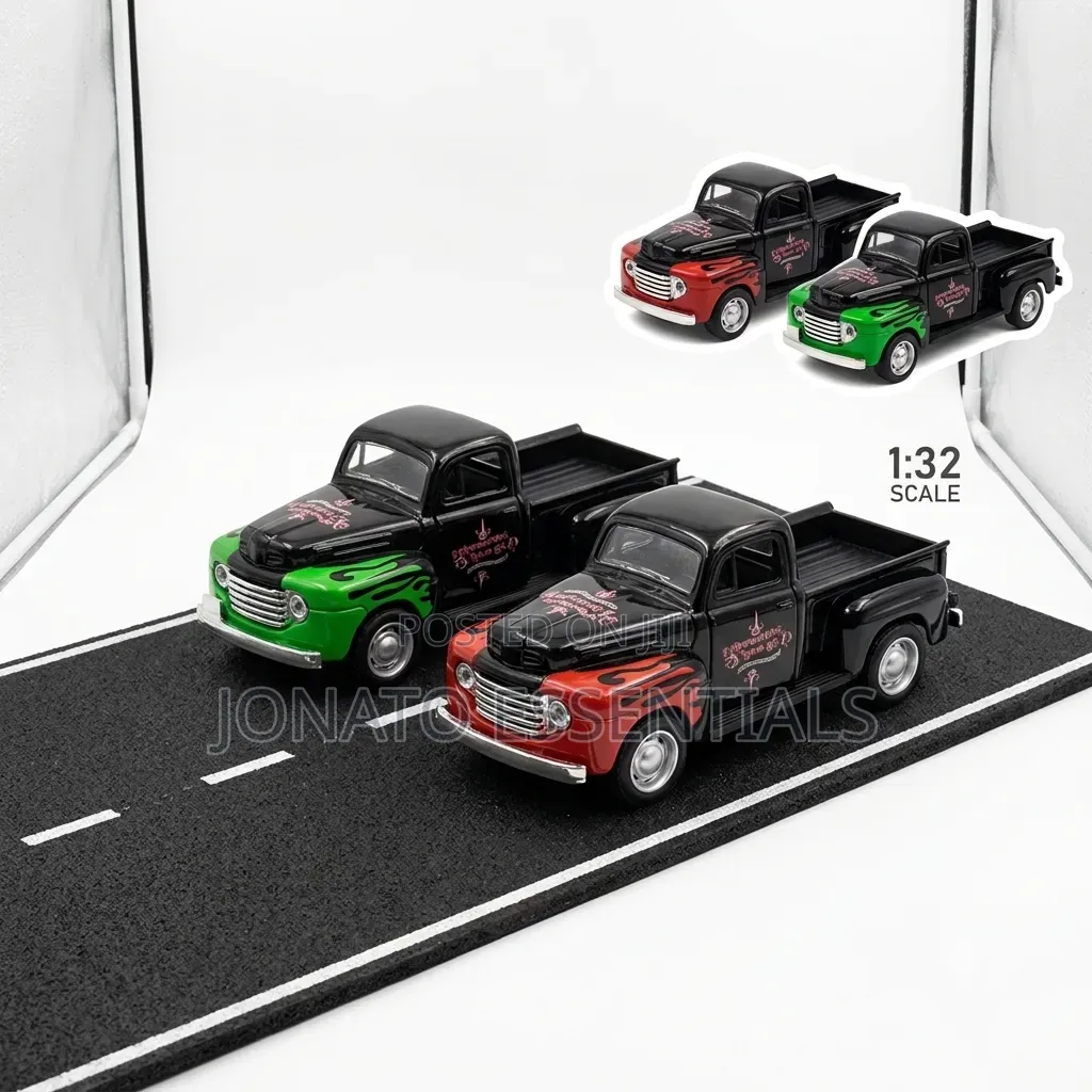 Vintage Die-Cast Pickup Truck Toy With Flame Graphics