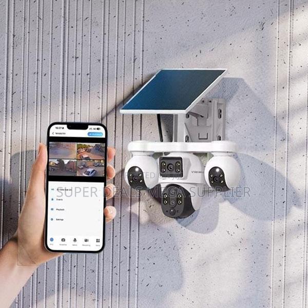 V380 Pro 20mp 4g PTZ Rotating Triple Lens Solar Camera Crystal Images