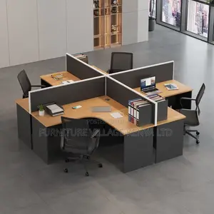 Customized Curved 4 Way Modern Office Workstation
