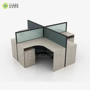 Customized Curved 4 Way Modern Office Workstation