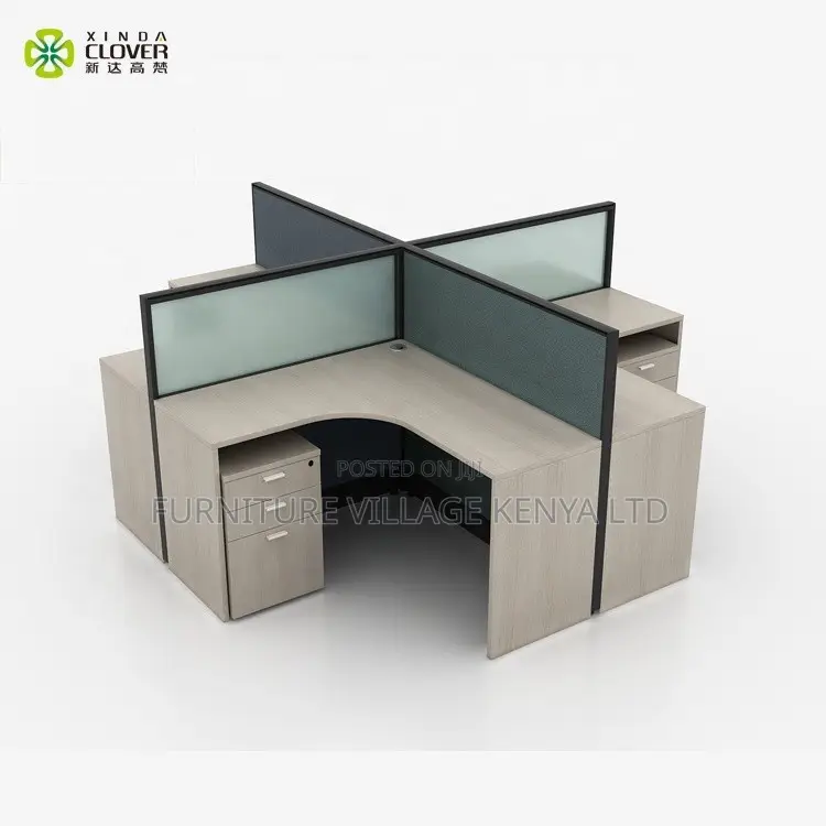 Customized Curved 4 Way Modern Office Workstation