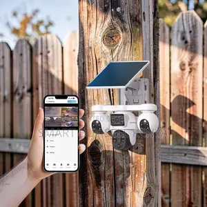 Human Movement Detection Ultra Hd 4g PTZ Triple Lens Solar Camera
