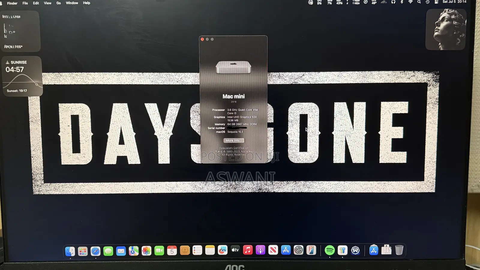 Desktop Computer Apple Mac Mini 64GB Intel Core i3 SSD 1T