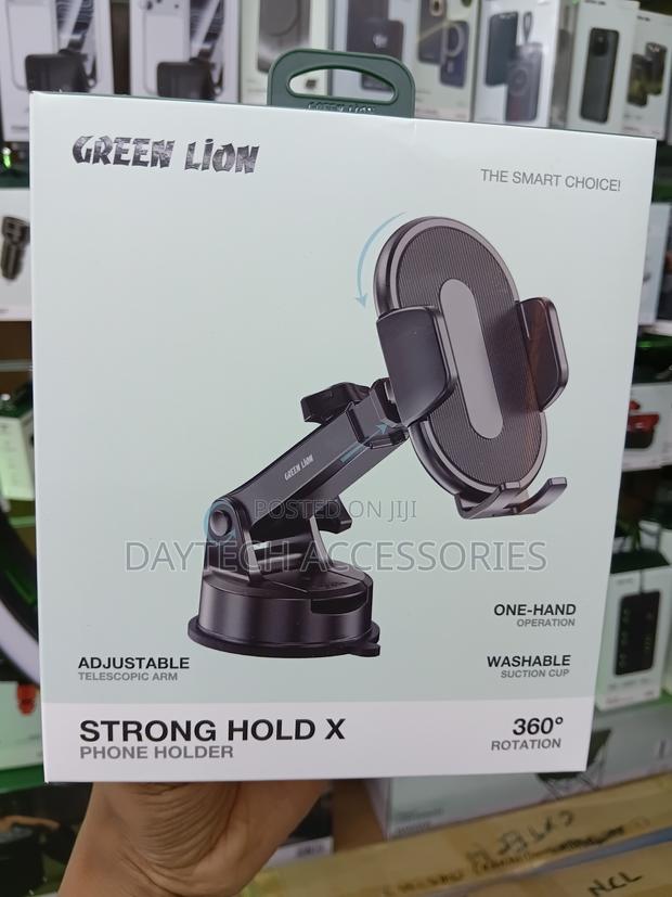 This Is a Green Lion Strong Hold X Car Phone Holder.