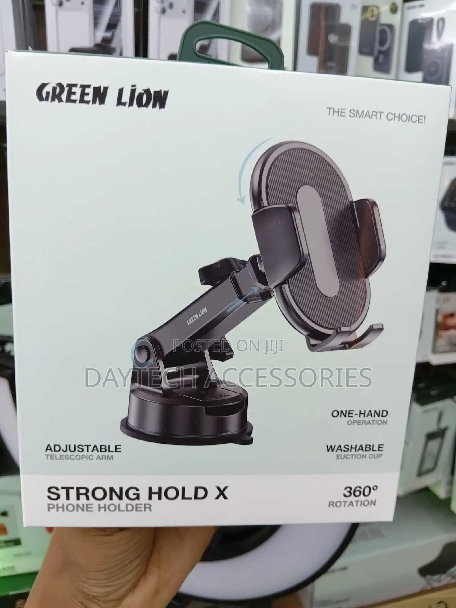 Green Lion Universal Strong Hold X Car Phone Holder - Black