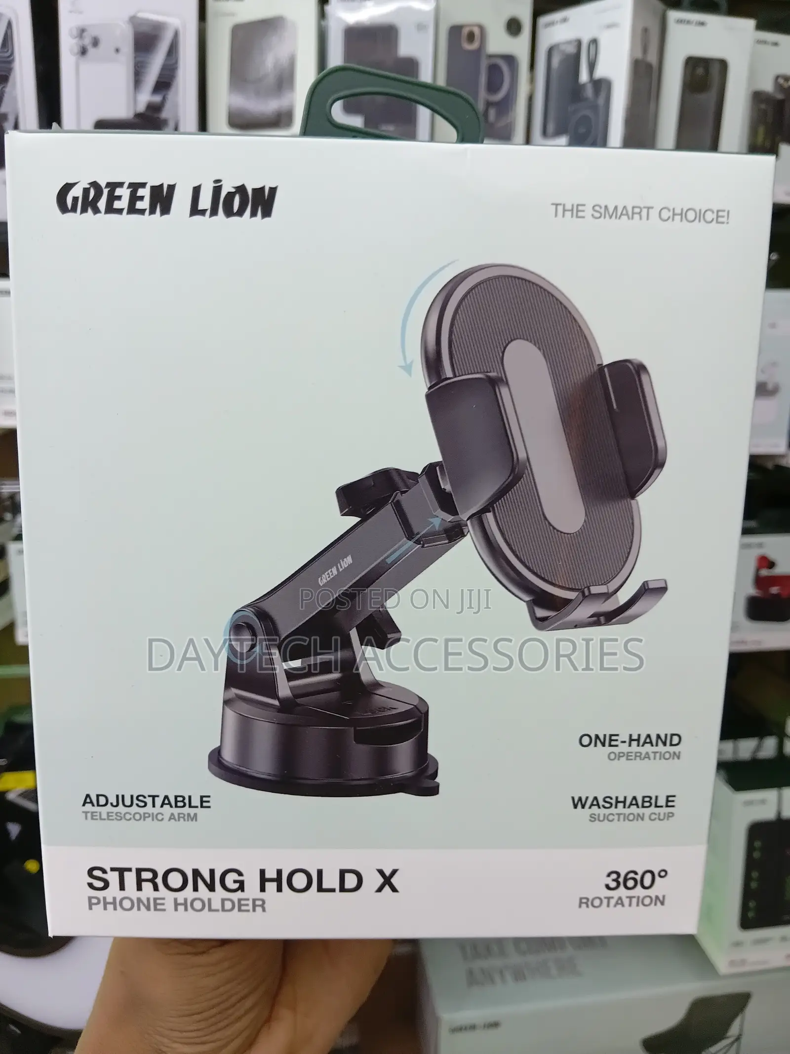 Green Lion Universal Strong Hold X Car Phone Holder - Black