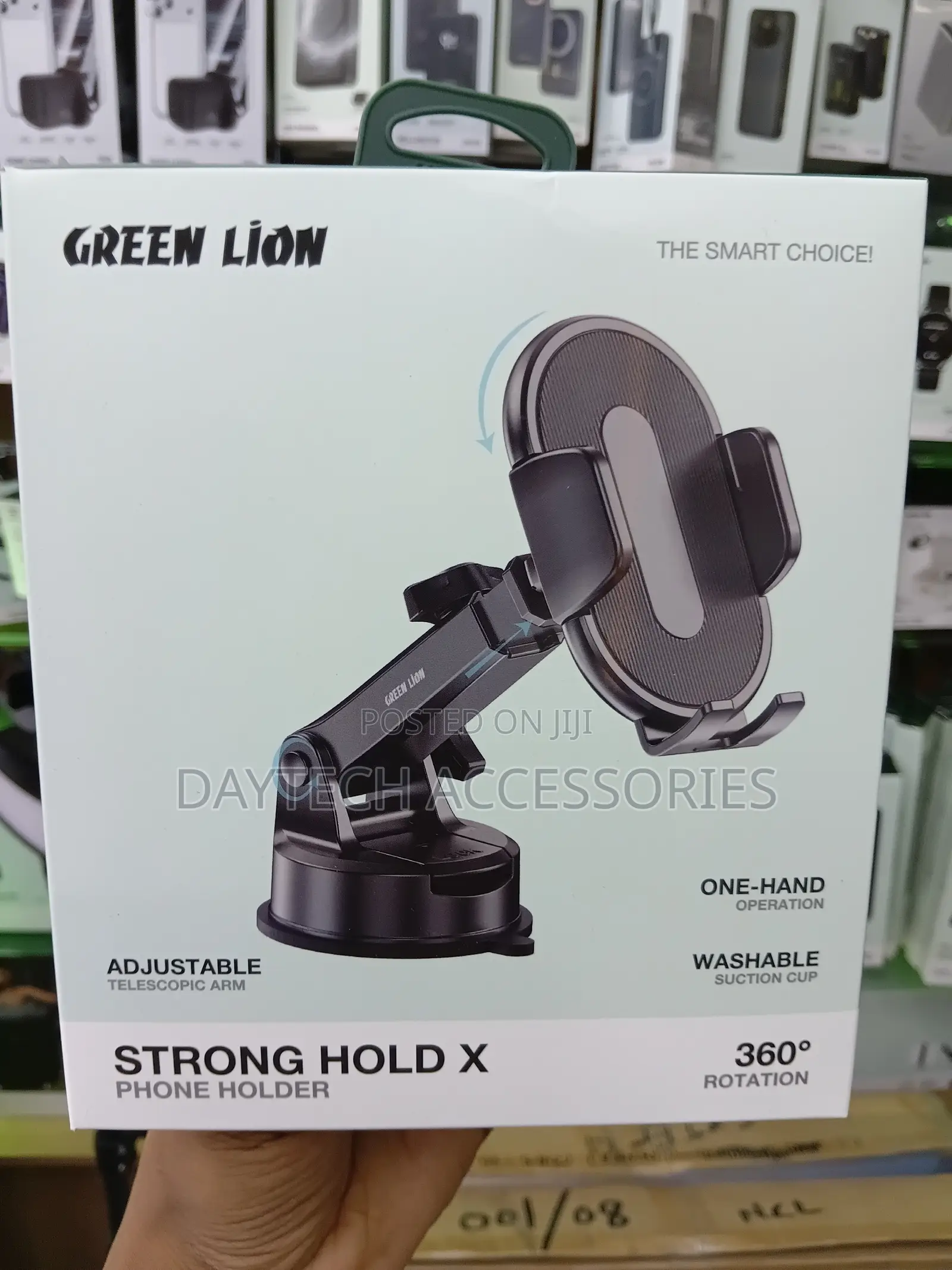 Green Lion Universal Strong Hold X Car Phone Holder - Black