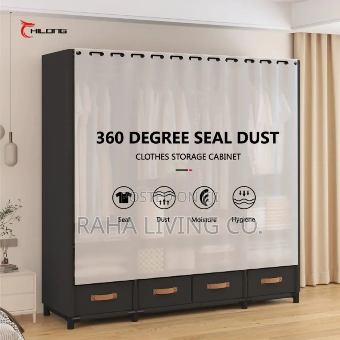Elegant Heavy Duty Metallic Wardrobe | Black Cream White