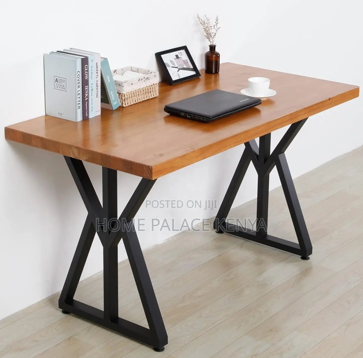 Wooden Table: Heavy Duty Rectangular Iron Metal Desk