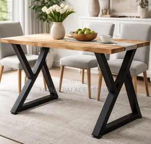 Wooden Table: Heavy Duty Rectangular Iron Metal Desk
