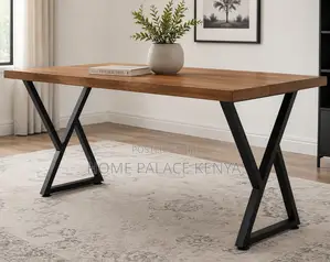Wooden Table: Heavy Duty Rectangular Iron Metal Desk