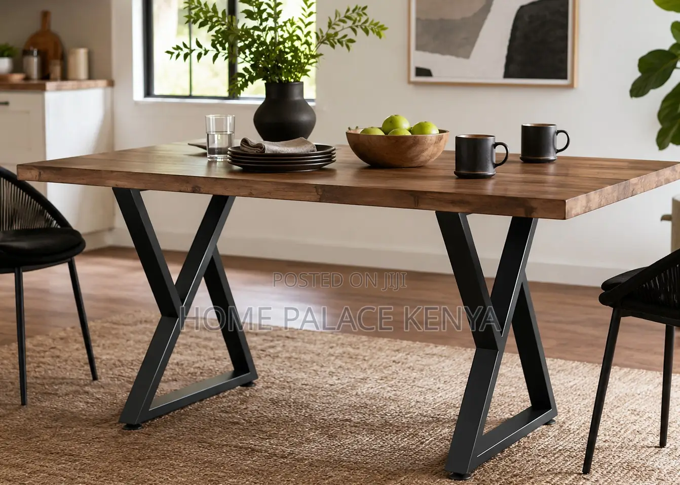 Wooden Table: Heavy Duty Rectangular Iron Metal Desk