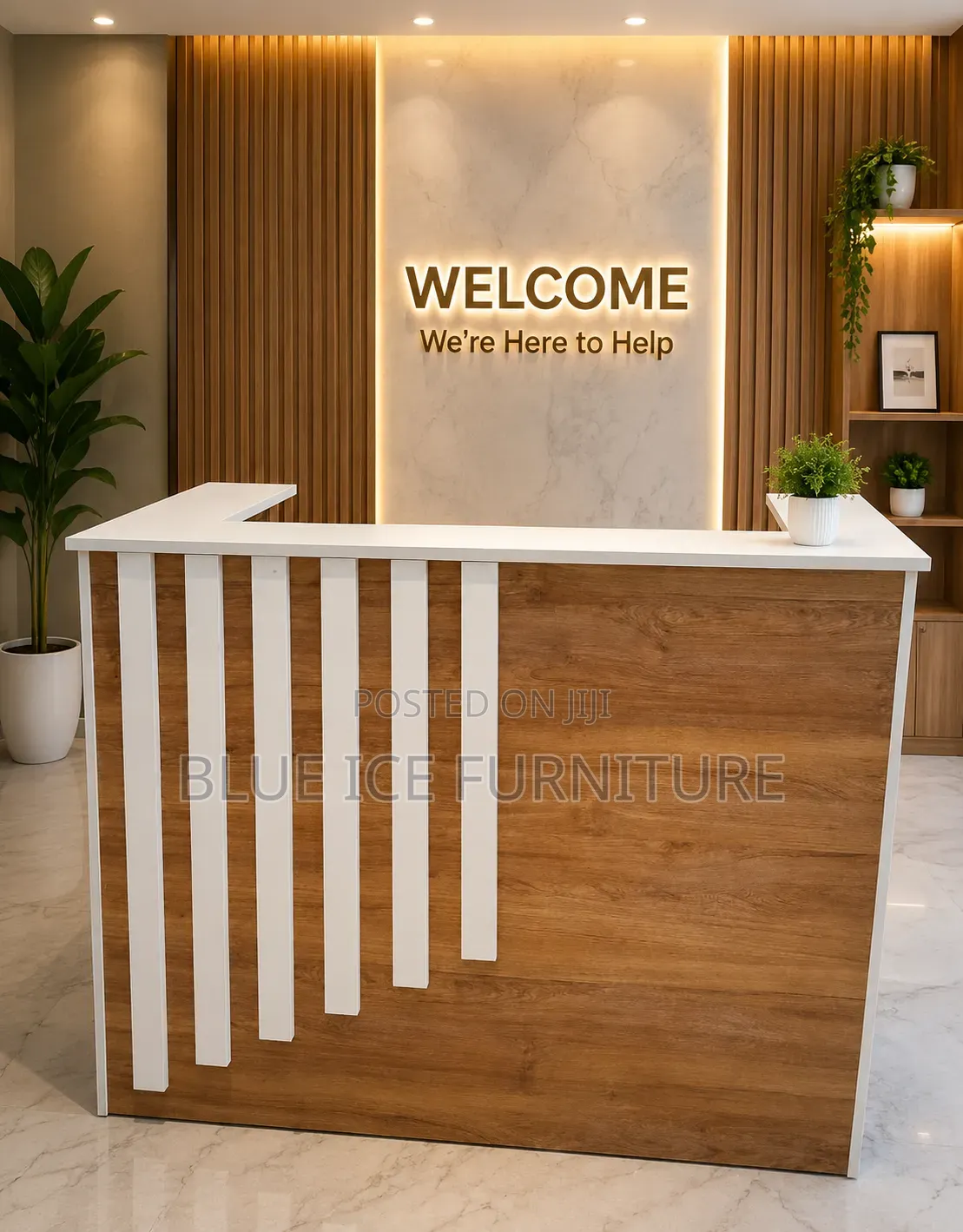 Modern Office Reception Desk With Storage Drawer