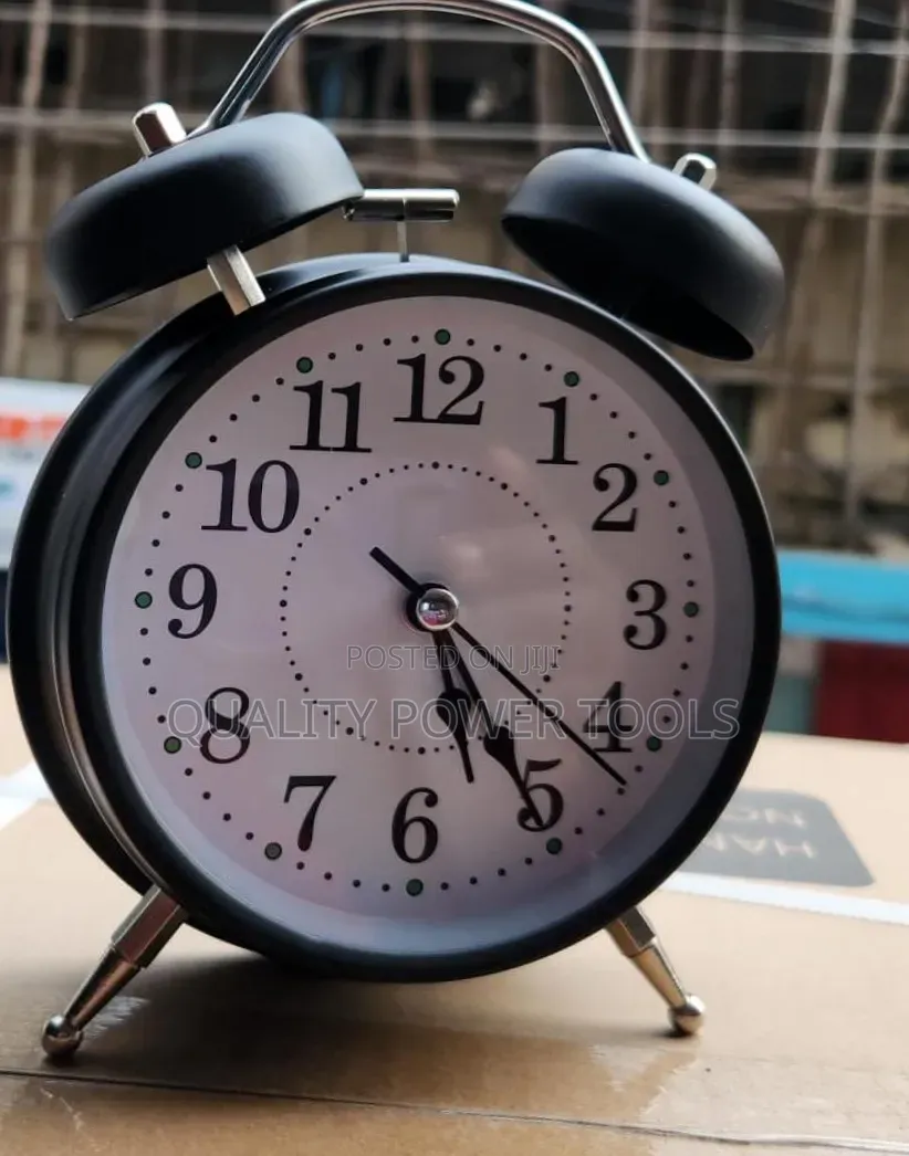 Alarm Clock Classic Retro Twin Bell Design With a Black Brushed Metal