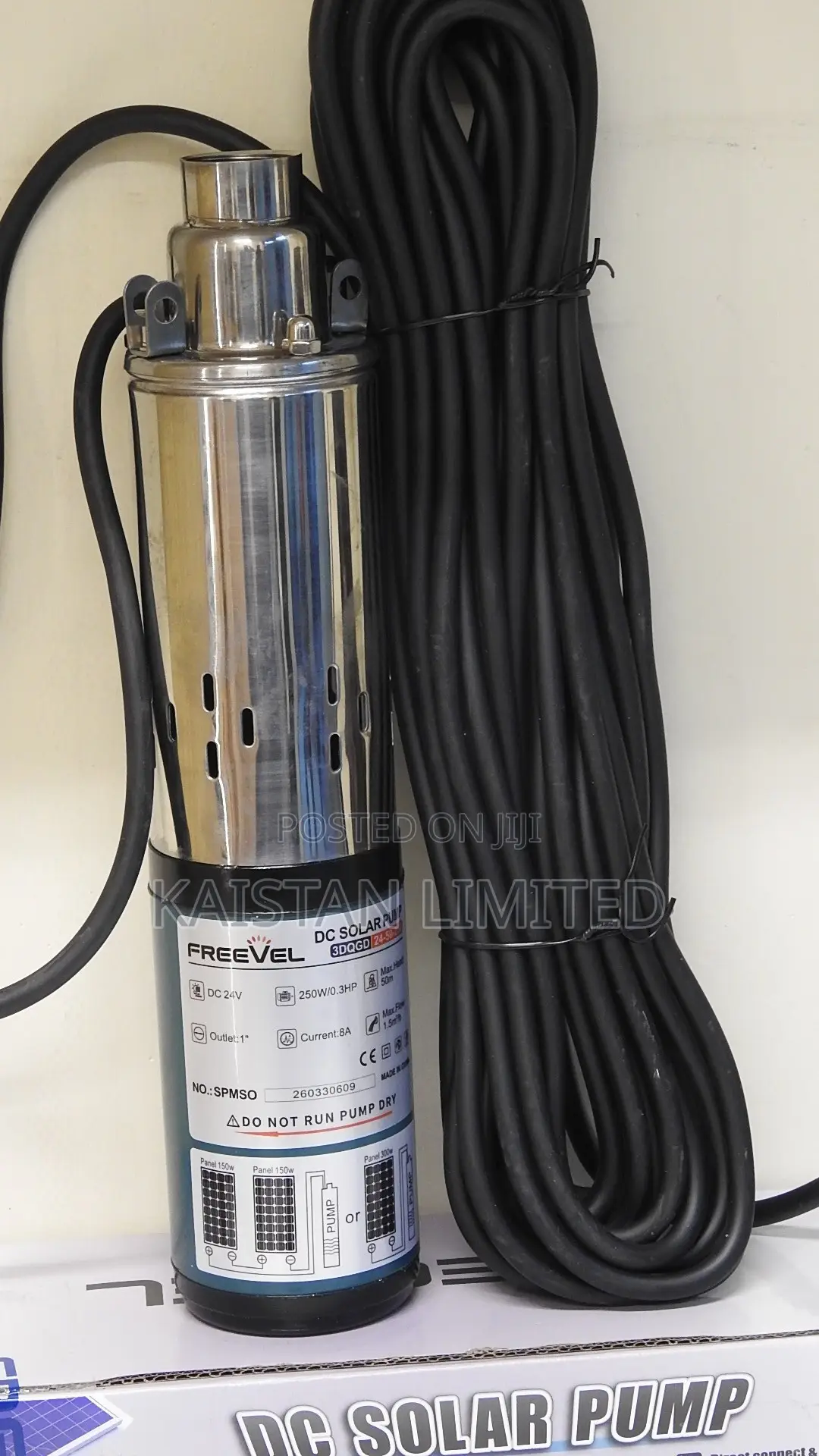 Freevel Solar Water Pump 3dqgd24-50-250. Dc Solar Submersible Pump