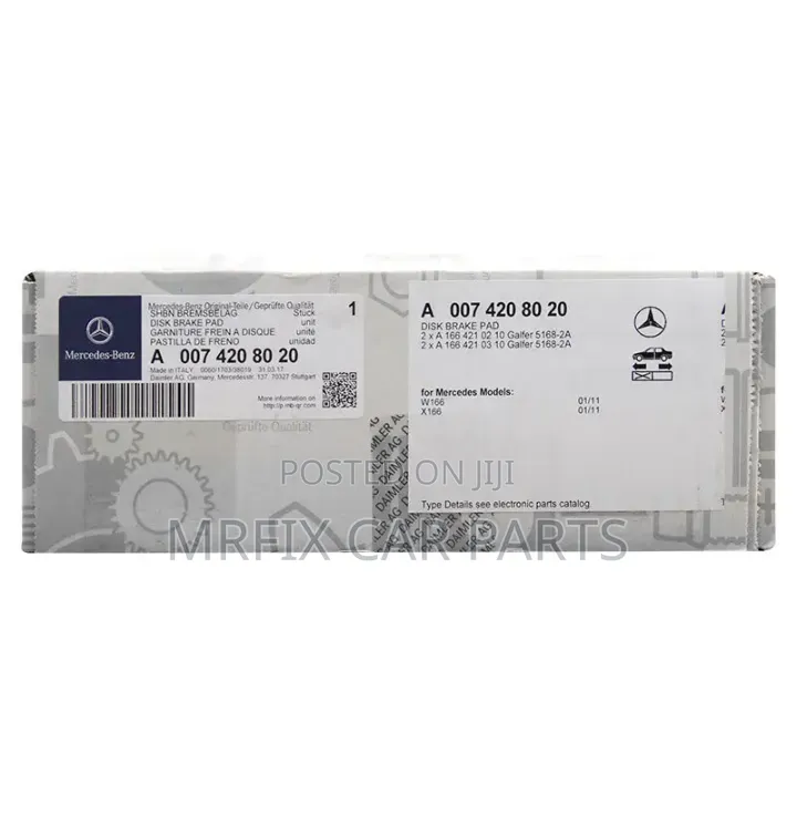 Mercedes-Benz Brake Pads for Gle (W166) and Ml-Class (W166) Models.