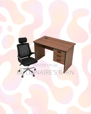 Compact 1m Desk and Headrest Mesh Chair for Tidy Working