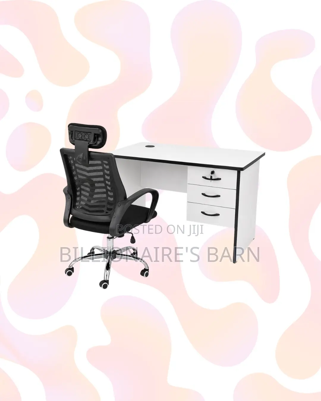 Compact 1m Desk and Headrest Mesh Chair for Task Flow
